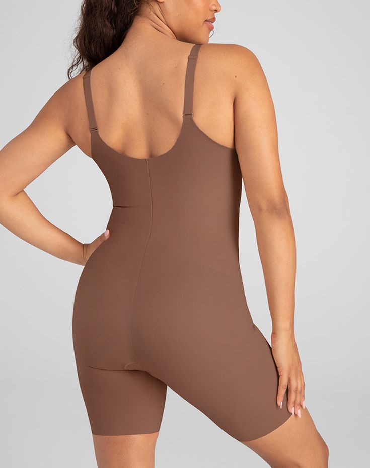 Targeted X compression sculpts your midsection, a built-in bra lifts without underwire, and power mesh smooths your thighs. Smoothing fabric eliminates back bulge. Honeylove, Mid-Thigh Bodysuit for Women in Toffee, Size: Small Wedding Bra, Shapewear Tops, Cami Bodysuit, Toffee, Wedding Season, Built In, Mesh, Size Medium, Top Outfits