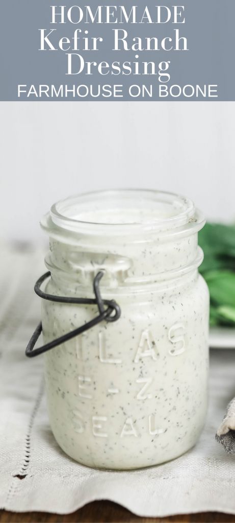 homemade kefir ranch dressing in a mason jar