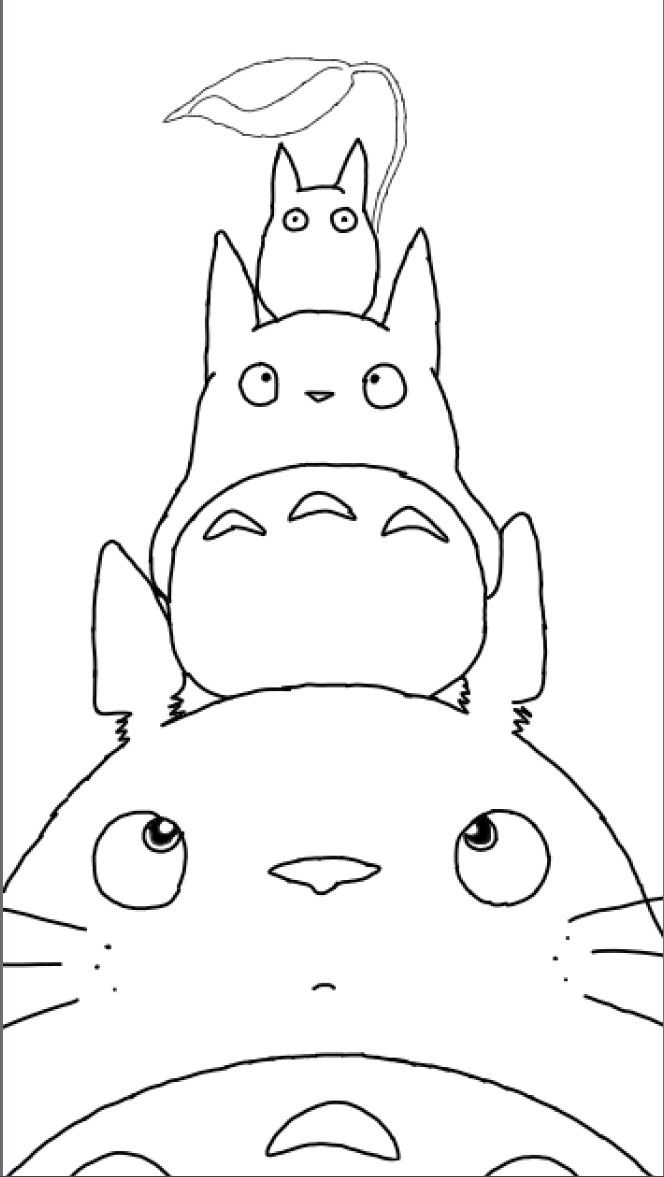 the totoro and cat are sitting on top of each other