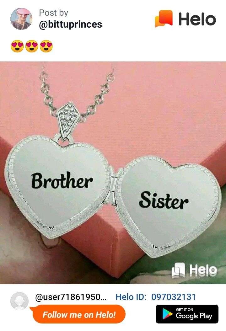 two heart shaped necklaces with the words brother and sister on them