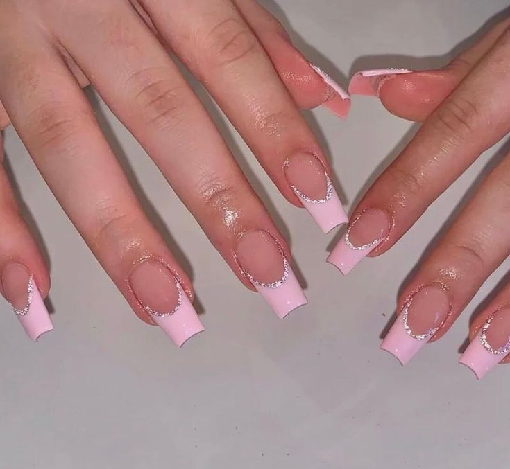 Ongles Rose Pastel, Pink Tip Nails, Pink French Nails, Unghie Sfumate, Baby Pink Nails, February Nails, Nagel Tips, Classy Acrylic Nails, Acrylic Nails Coffin Pink