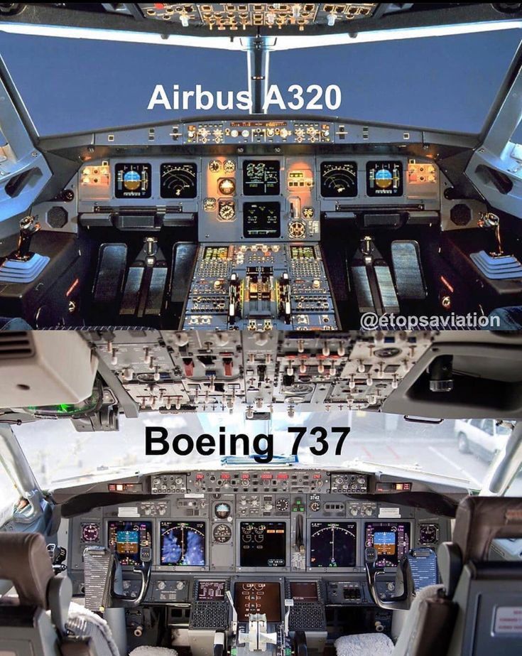 the inside of an airplane cockpit with two different screens showing it's flight positions