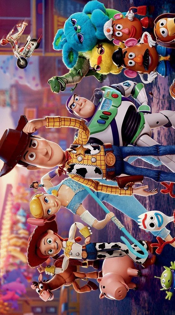 the movie poster for toy story starring woody, buzz and friends in an amusement park