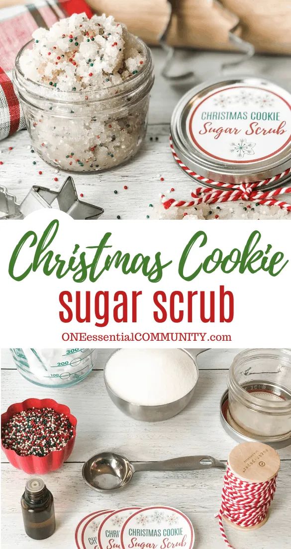 christmas cookie sugar scrub recipe in a jar