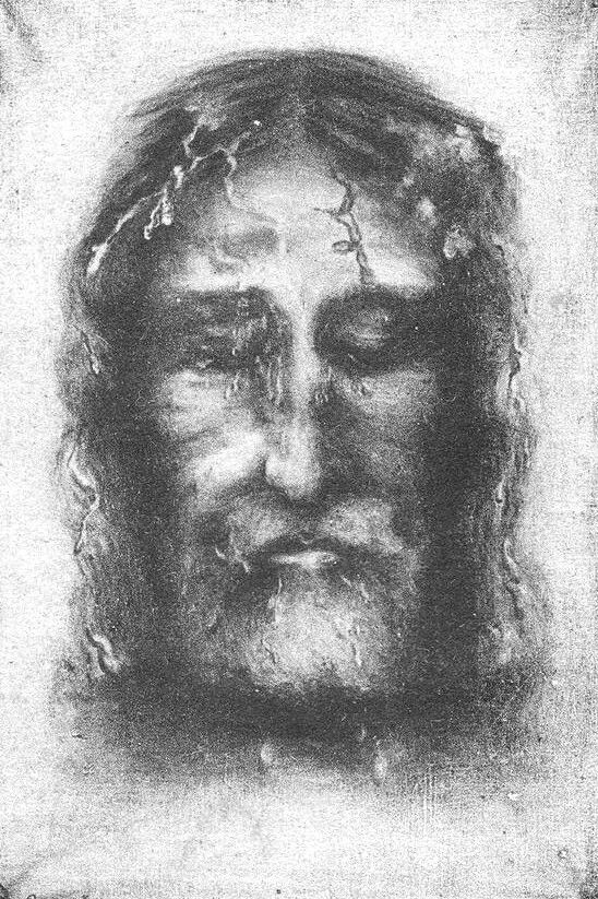 an old drawing of jesus with his eyes closed