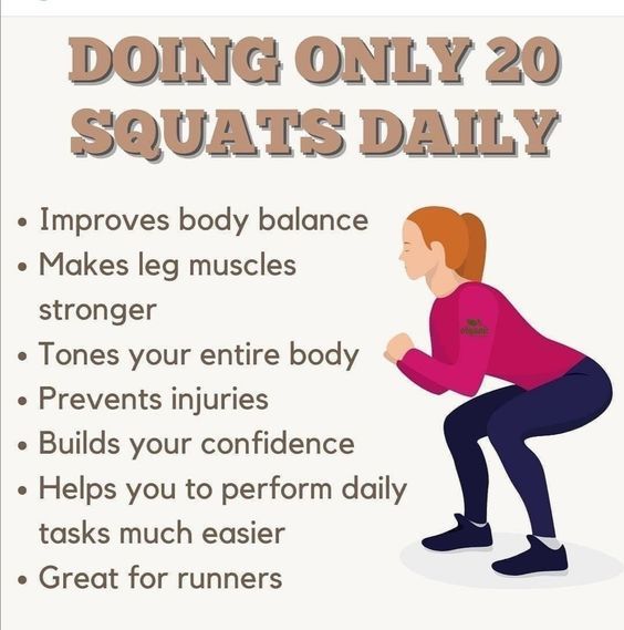 a woman doing squats with the text doing only 20 squats daily