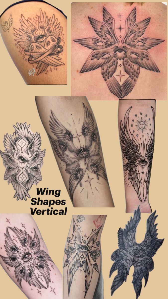 some tattoos that are on the legs and arms, with different types of birds in them