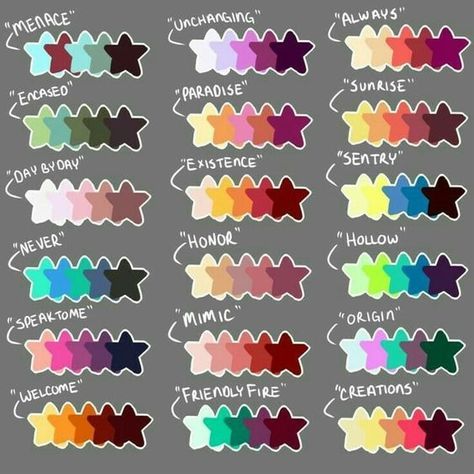 the color chart for different types of colors in each type of sticker, which is also