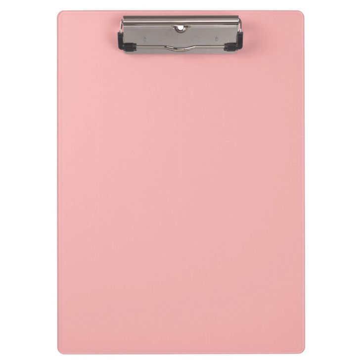 a pink clipboard with a metal clip