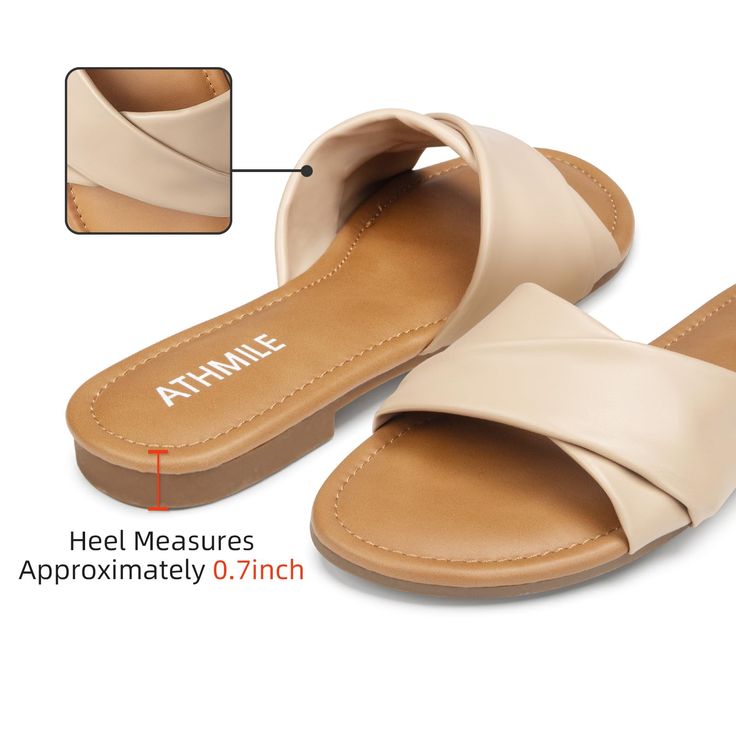 Elevate your summer style with these sophisticated leather sandals. Crafted from premium materials, these flat sandals offer both comfort and luxury. Perfect for a casual day out or a weekend getaway, these sandals are a must-have addition to your summer wardrobe. Timeless elegance meets effortless style. Product details Sole material: Rubber Outer material: Polyurethane (PU) Chic Slip-on Flip Flops, Leather Sandals For Summer Vacation, Leather Flat Flip Flops For Beach Season, Summer Vacation Leather Slingback Sandals, Leather Slingback Sandals For Summer Vacation, Synthetic Slip-on Sandals For Summer Outings, Casual Leather Slides For Beach Season, Flat Leather Sandals For Beach Season, Leather Flat Sandals For Beach Season