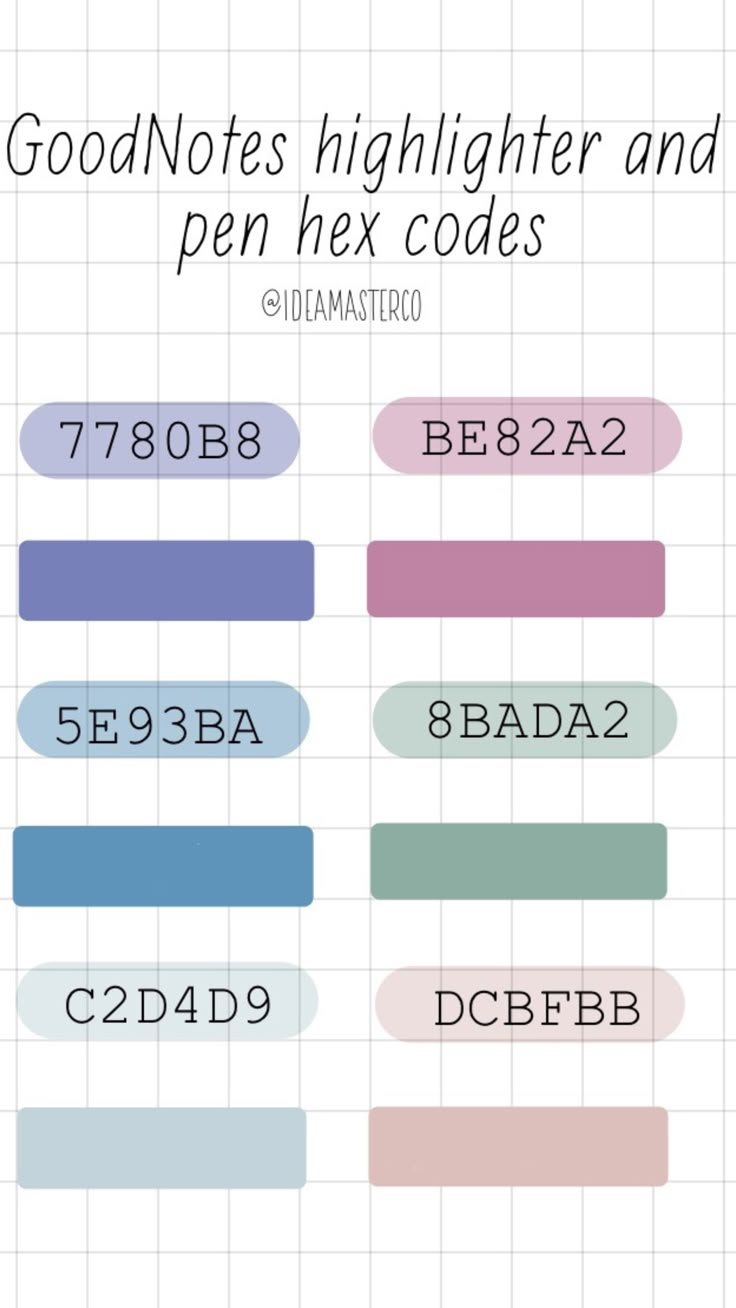 the good notes highlighter and pen hex code is shown in blue, green, pink