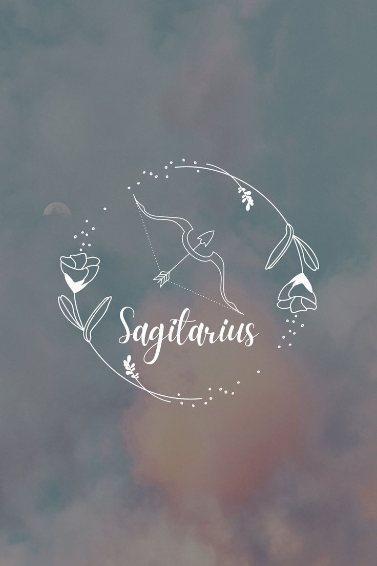 the words sagitaris are written in white on a blue and pink background