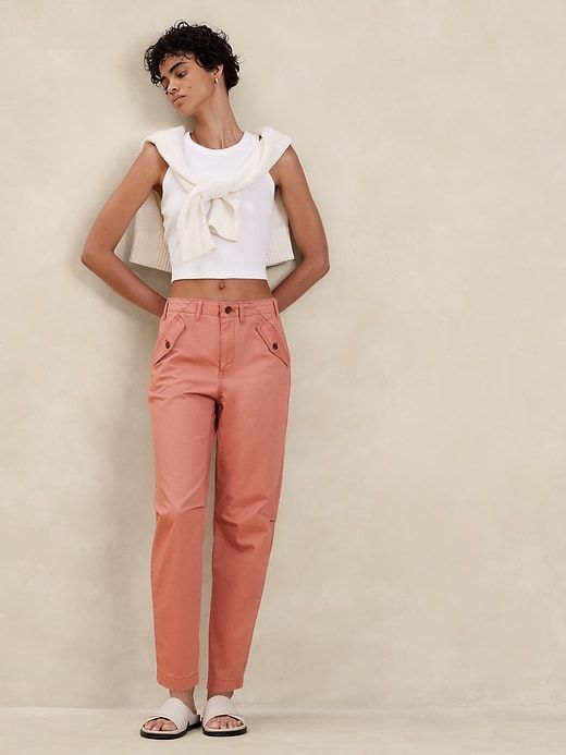 Authentic Chino Girlfriend Pant | Banana Republic Factory Trendy Relaxed Fit Chinos For Spring, Summer Cotton Straight Leg Chinos, Relaxed Fit Cotton Chinos For Spring, Straight Leg Cotton Chinos For Spring, Cotton Tapered Leg Chinos For Summer, Spring Straight Leg Cotton Chinos, Relaxed Fit Chinos For Spring, Trendy Cotton Chinos For Spring, Versatile Cotton Pants For Fall