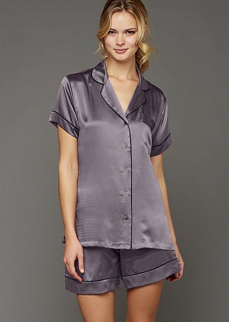 Paradise Found Short Sleeve Pajama Elegant Short Sleeve Relaxed Fit Sleepwear, Summer Silk Sets With Short Sleeves, Elegant Short Sleeve Loungewear Sets, Elegant Satin Sleepwear With Short Sleeves, Elegant Short Sleeve Satin Sleepwear, Short Sleeve Satin Sets For Home, Satin Sets With Short Sleeves For Home, Elegant Silk Short Sleeve Sets, Satin Short Sleeve Bedtime Set