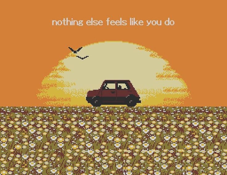 an old computer game with a car driving on the road and birds flying over it