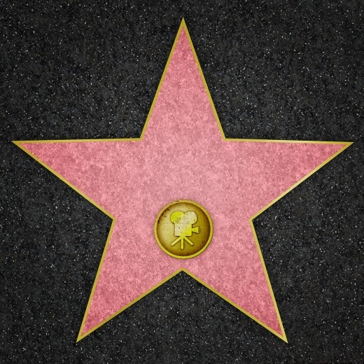 a star on the hollywood walk of fame editorialized in pink and gold glitters