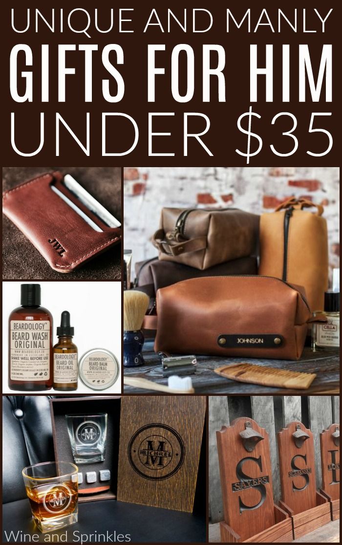 gifts for him under $ 35 with the words unique and manly gifts for him under $ 39