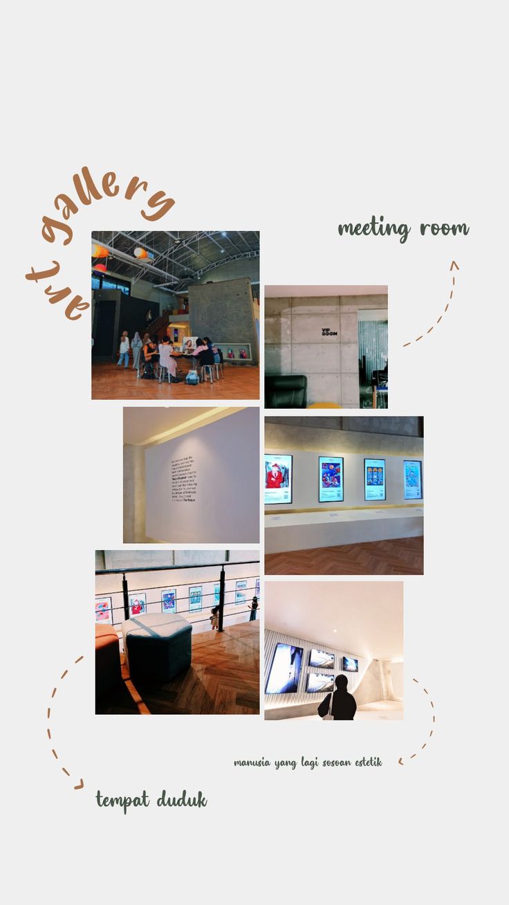 a collage of photos with the words gallerys meeting room and images on them