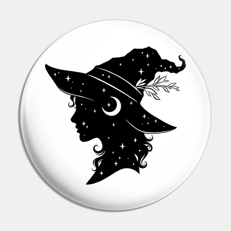 a witch's hat with stars and moon on it is in the shape of a woman's head