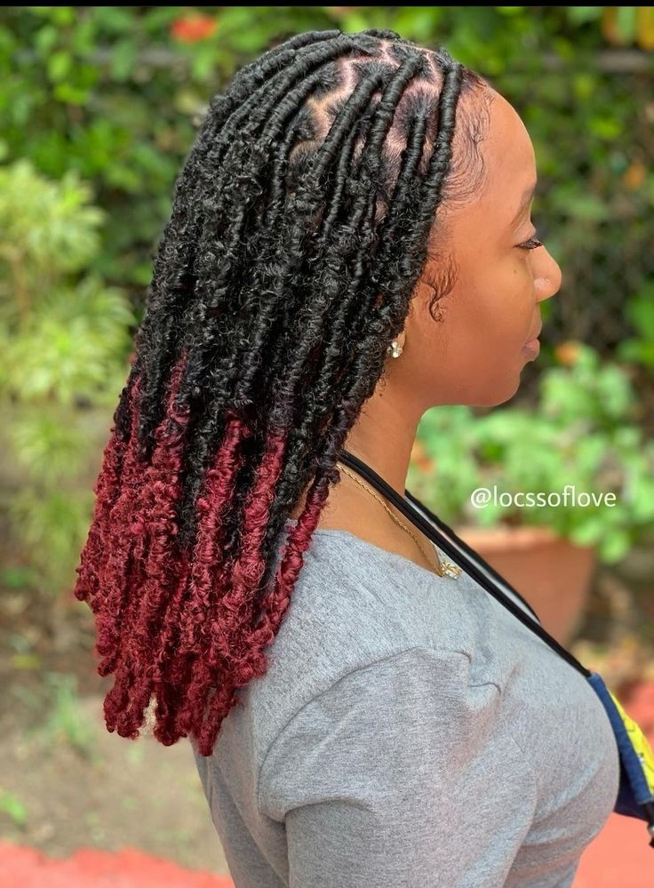 Locs With Color, Ombre Burgundy, Locs Styles, Locs Hairstyles, Faux Locs, Locs, Dreadlocks, Braids, Twist