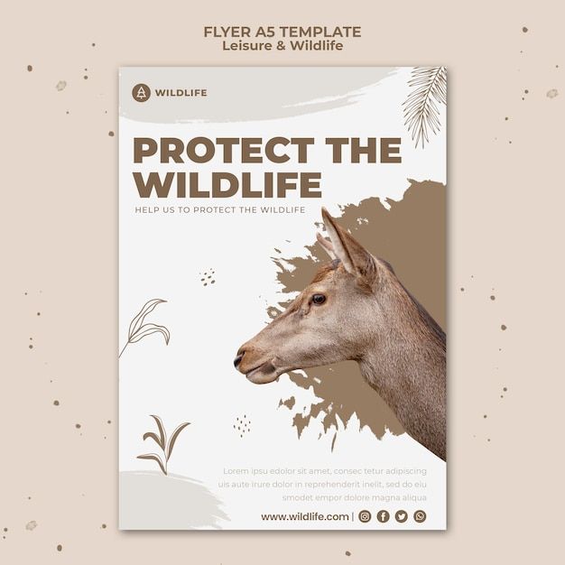 a flyer with an image of a deer's head and the words protect the wildlife