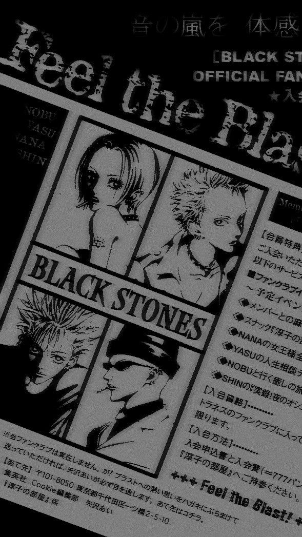 an advertisement for black stone's new album, feel off the blade with anime characters