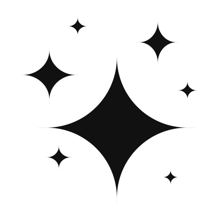 black and white abstract shapes with stars on the top, in different directions to create an illusion