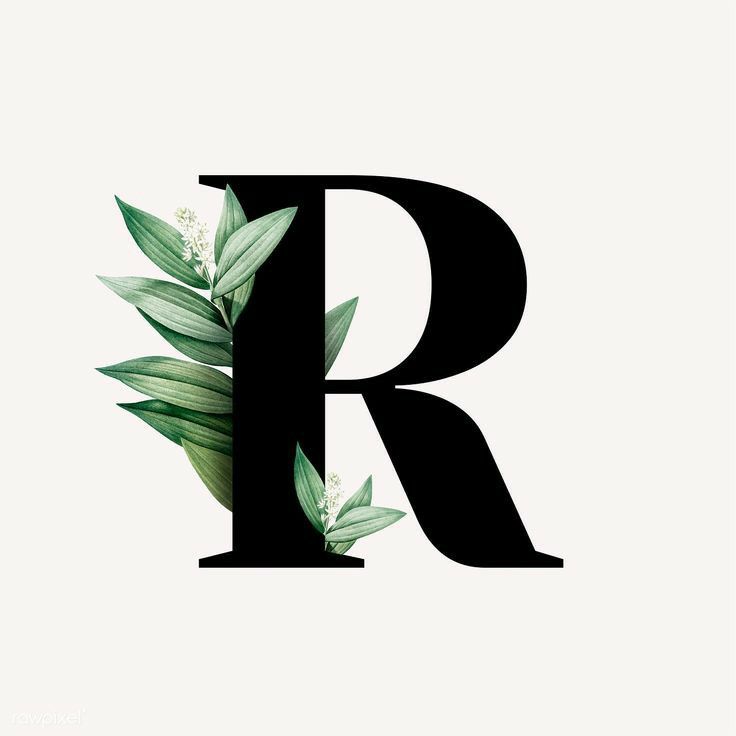 the letter r is made up of leaves and letters that spell it's capital