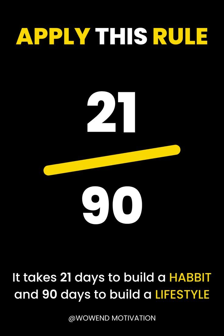 a poster with the words apply this rules in white and yellow on black, which reads it takes 21 days to build habit and 90 days to build a life - style