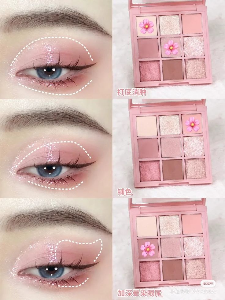 Makeup Eyeshadow Tutorial, Eyeshadow Pink, Doll Eye Makeup, Subtle Makeup, Cute Eye Makeup, Korean Eye Makeup, Eye Makeup Techniques, Beauty Makeup Tutorial, Makeup Tutorial Eyeshadow