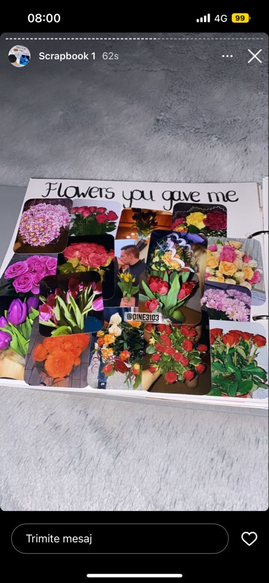 an open book with pictures of flowers on it and the words i love you give me