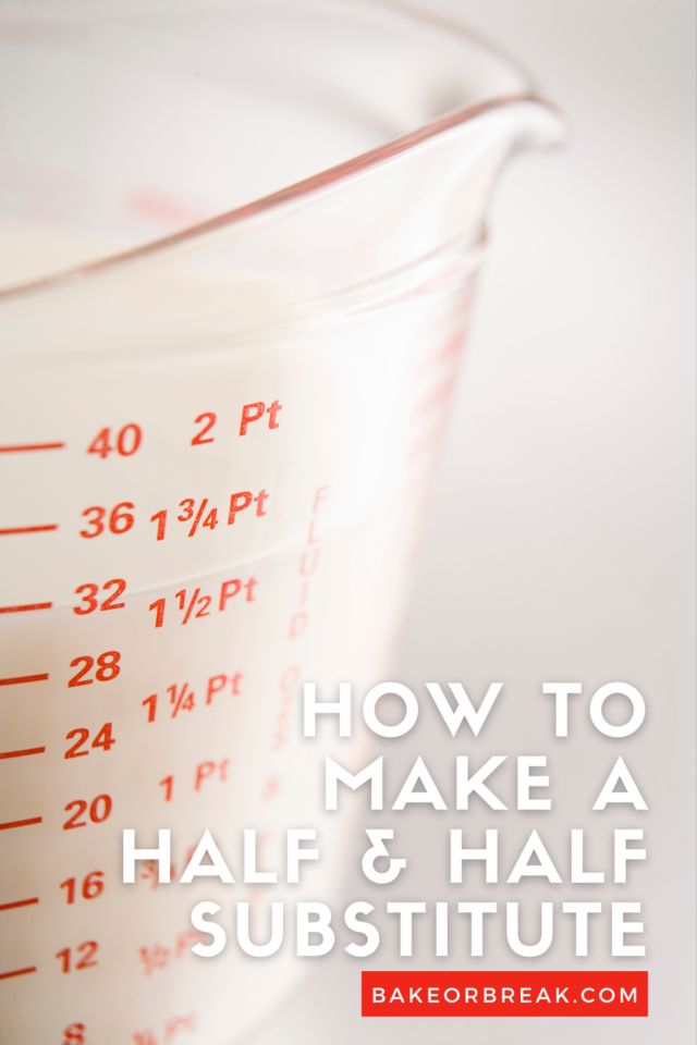 a measuring cup with the words how to make a half and half substance