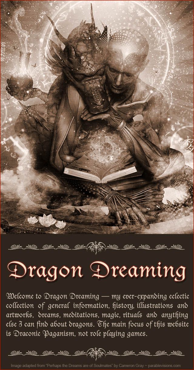 a poster with an image of a demon reading a book and the words dragon dreaming above it