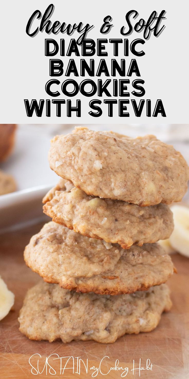 Liver Friendly Desserts, Sugar Free Banana Cookies, Low Sugar Banana Recipes, Baking With Stevia, Stevia Cookies, Stevia Sugar, Sugar Free Cookie Recipes, Banana Cookie, Sugar Foods