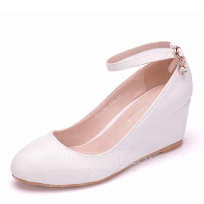 Women's Leatherette Wedge Heel Closed Toe Pumps (047182384) - JJ's House Closed Toe Wedges, Special Event Dresses, Favorite Dress, Event Dresses, Wedge Shoes, Wedge Heels, Wedding Shoes, Ankle Strap, Fashion Shoes