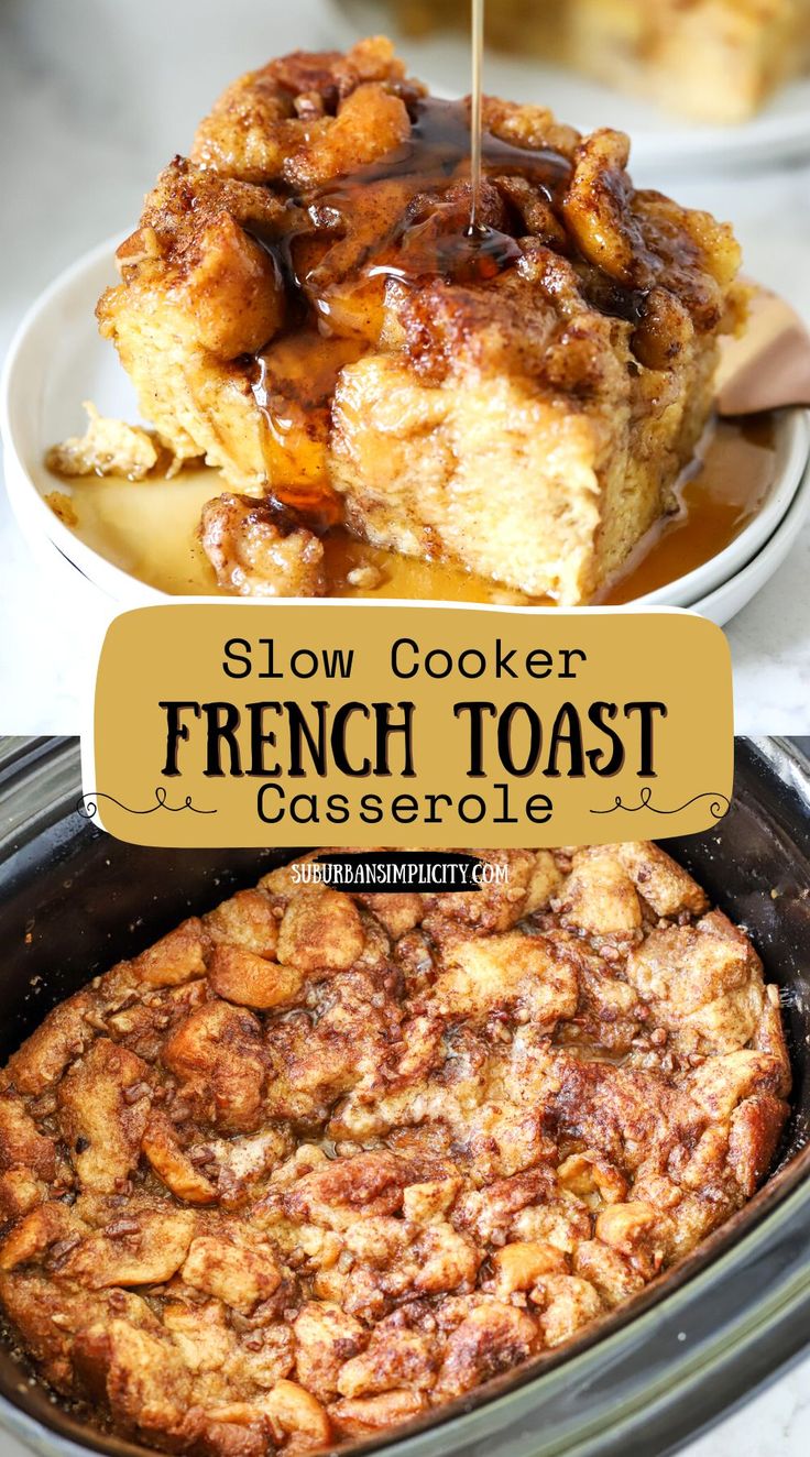 slow cooker french toast casserole with caramel sauce