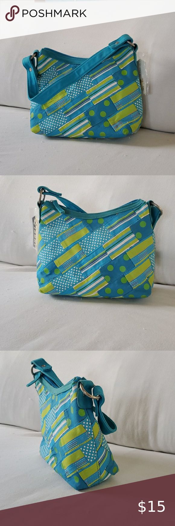 Canvas bag Turquoise and lime green 11x7 canvas bag with shoulder strap. Tiannl Bags Shoulder Bags Canvas Bag, Bags Shoulder, Lime Green, Gym Bag, Shoulder Bags, Blue Green, Shoulder Strap, Bag Lady, Turquoise