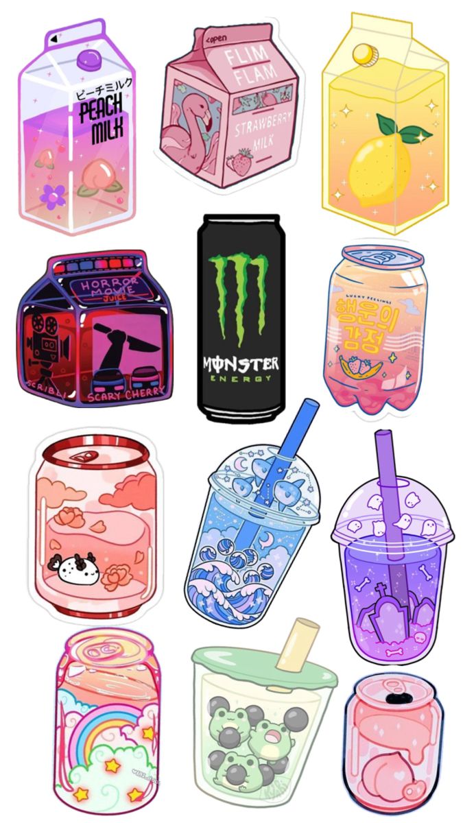 several different types of drinks in plastic containers