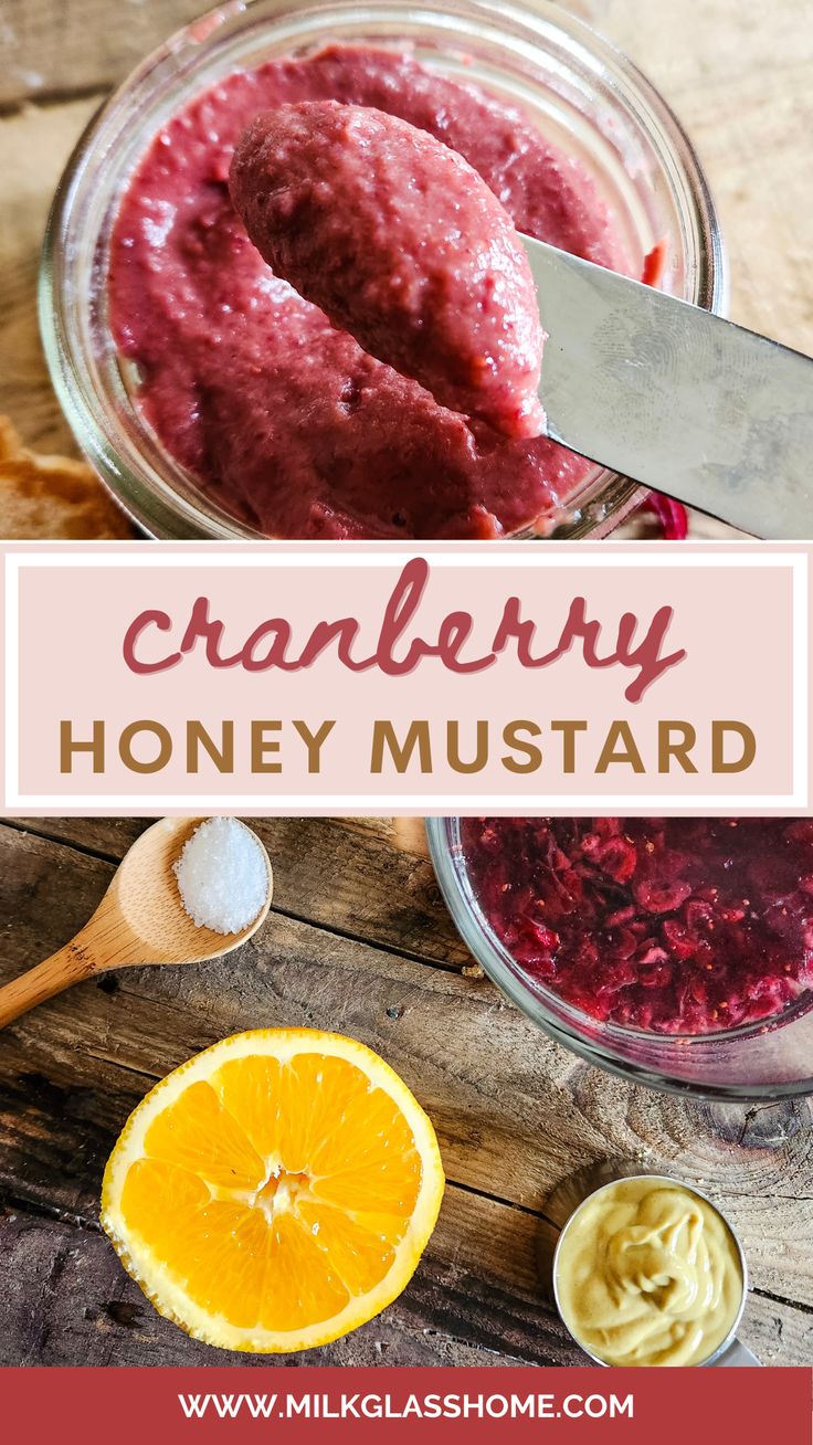 homemade cranberry honey mustard recipe in a jar