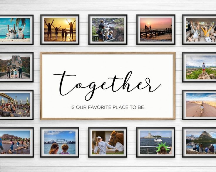 a group of photos with the words together is our favorite place to be on it