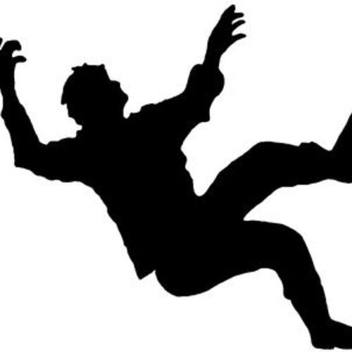 the silhouette of a man jumping up into the air