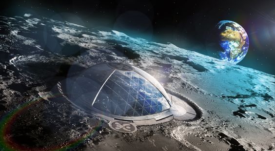 an artist's rendering of a futuristic space station on the surface of the earth