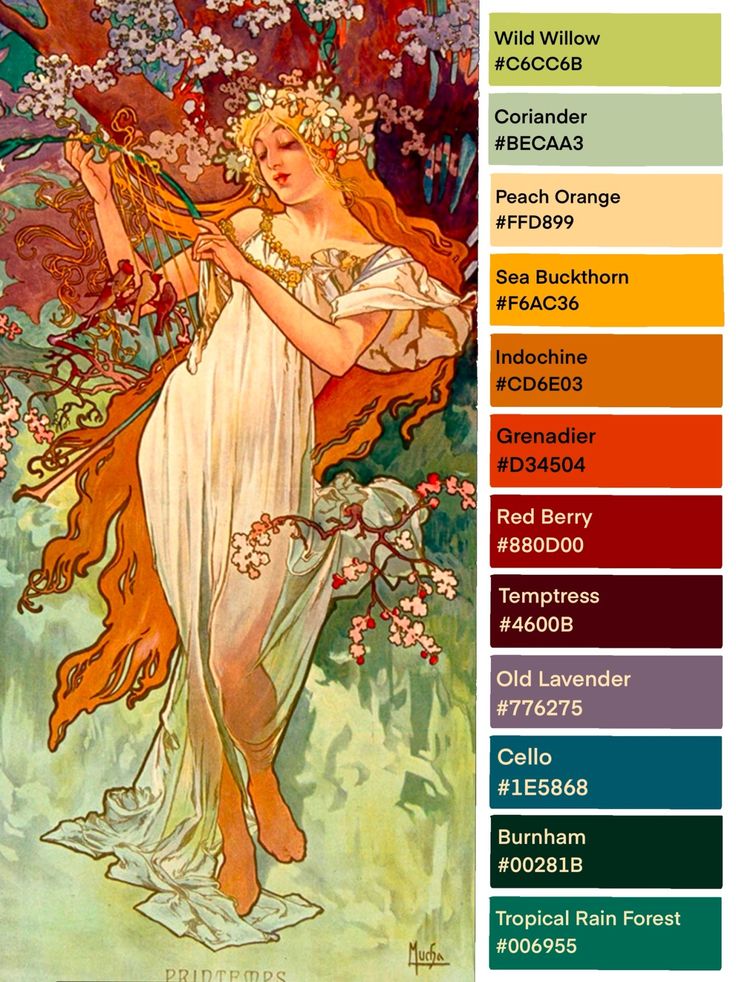 the color scheme for an art nouveau painting