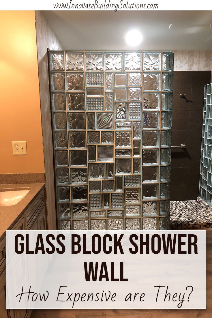 a glass block shower wall with the words how expensive are they?