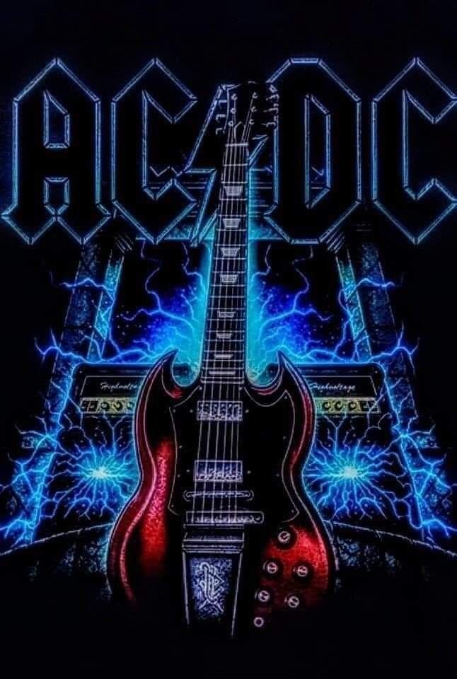 an electric guitar with the words ac / dc on it