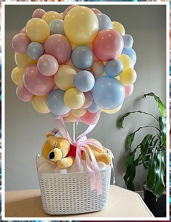 Baby Shower Decor - HurryDon't miss out these awesome items from Amazon.com Baby Shower Girl Diy, Deco Ballon, Baby Shower Gift Box, Idee Babyshower, Baby Shower Baskets, Baby Shower Theme Decorations, Disney Baby Shower, Baby Shower Crafts, Baby Shower Gift Basket