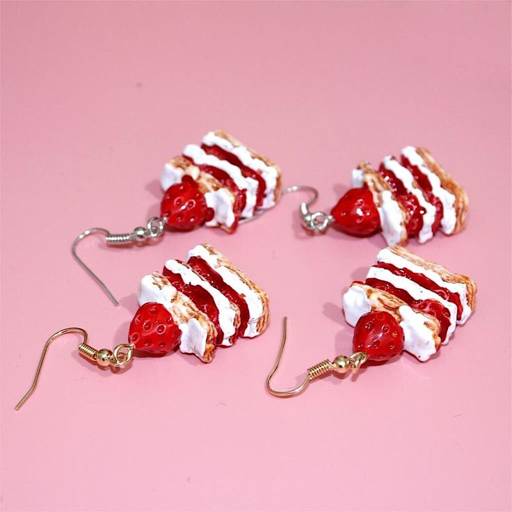 Brand New Boutique Item. Cute Pair Of Dangle Earrings Made To Look Like Miniature Pieces Of Strawberry Shortcake With A Strawberry On Top Of Each & Layers Of Cake, Strawberries, & Whipped Cream. See Pictures For Details. Small & Lightweight. Material: Zinc, Alloy & Acrylic Tags: Food Cake Fruit Funny Mini Dessert Earrings Strawberries Whipped Cream, Fruit Funny, Acrylic Tags, Cake Fruit, Mini Dessert, Miniature Food Jewelry, Food Jewelry, Food Cake, Mini Desserts