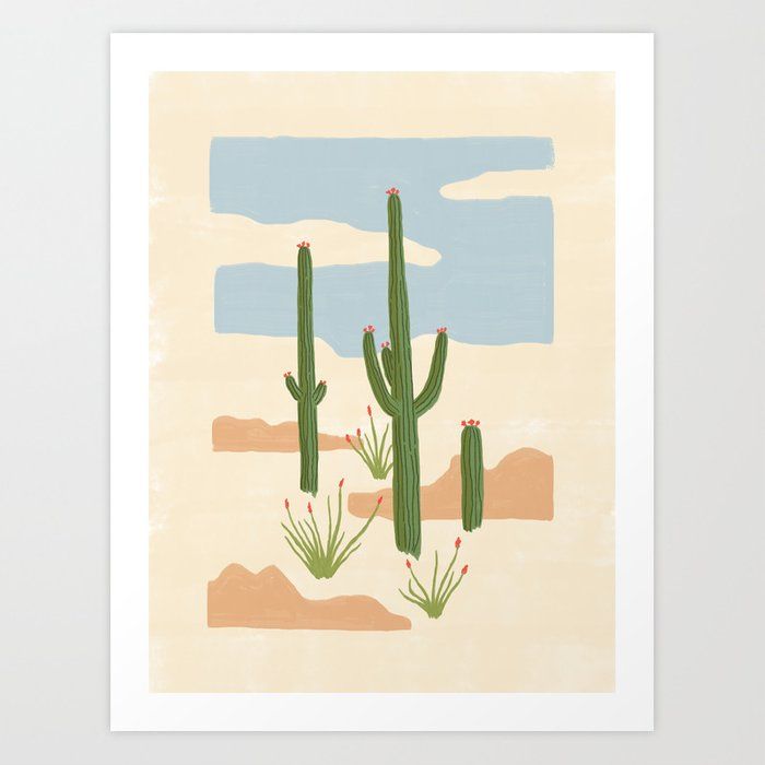 an illustration of a cactus in the desert