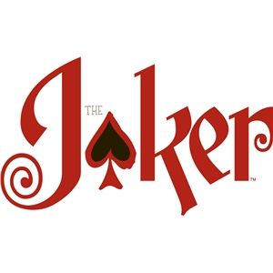 a red and black logo with the word joker written in large letters on white paper