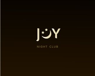 the joy night club logo is shown on a dark background with stars and crescents